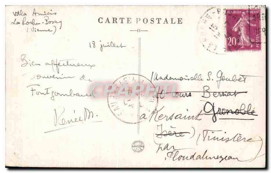 CPA Abbaye de Fontgombaud Siege de l'Association de la bonne mort  — Rückseite