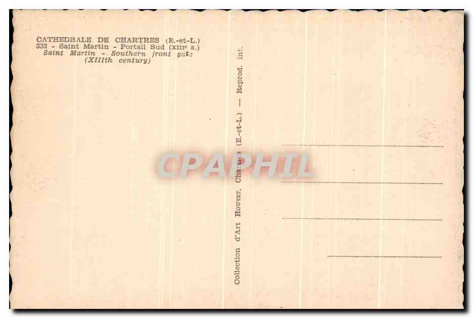 CPA Cathedrale De Chartres Saint Martin Portail sud Saint martin — Verso