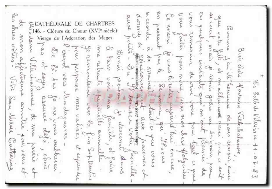 Clôture de l'Adoration des Mages — Cathédrale de Chartres — Éditions Havet, n°146 — Verso