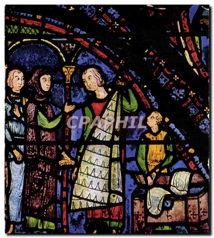 Scène de vitrail — détail d'une verrière médiévale — E. Houvet Édition