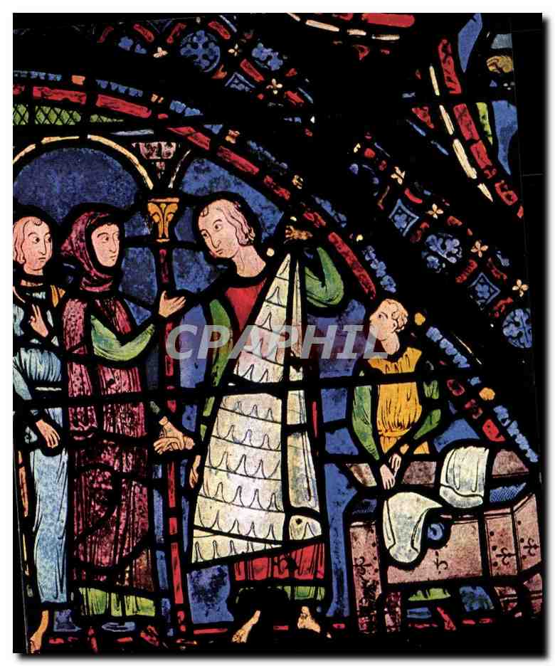 Vitrail de la cathédrale de Chartres — scène religieuse — Éditeur ET MOUVET BERTHEIN, n° 17