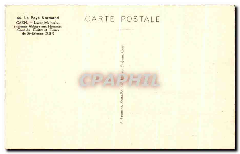CPA Le Pays Normand Caen Lycee Malherbe — Verso