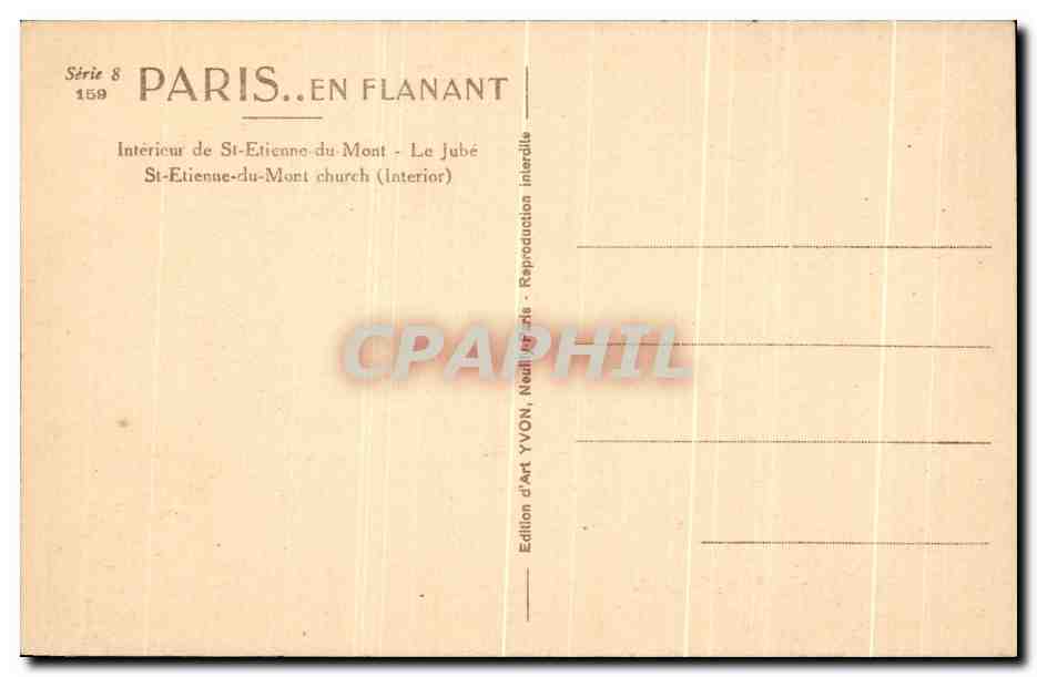 CPA Paris En Flanant Interieur de St Etienne du Mont Le Jube — Rückseite