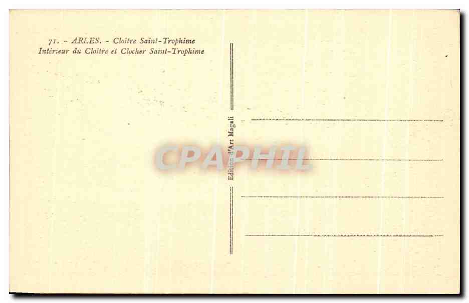 CPA Arles Cloitre Saint Trophime Interieur du Cloitre et Clocher Saint Triophime — Rückseite