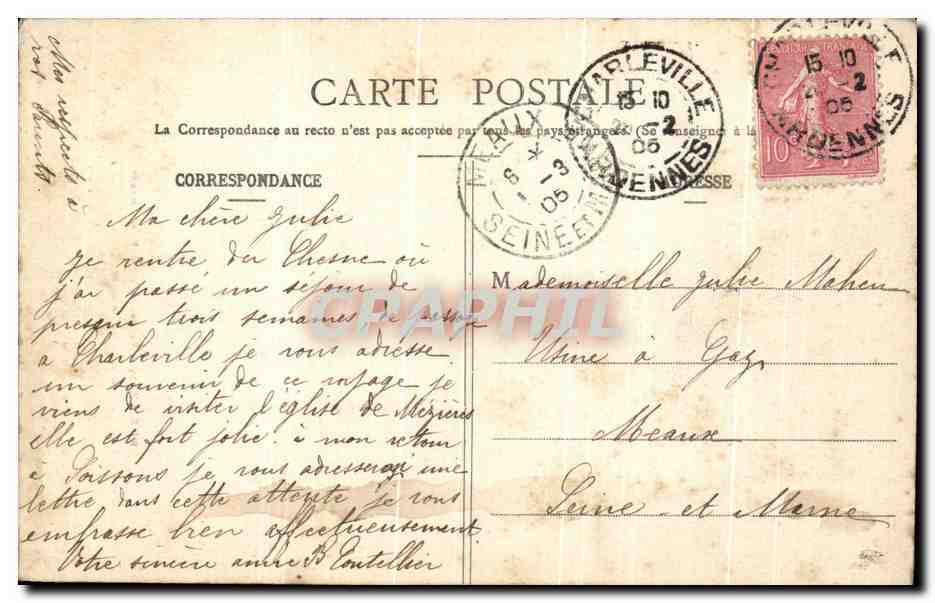 CPA Mezieres Eglise Notre Dame — Rückseite