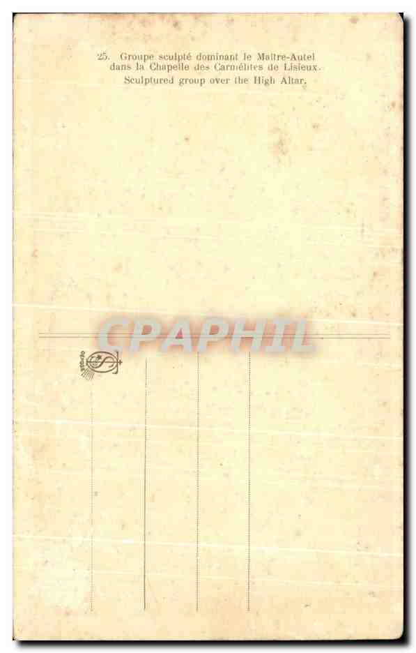 CPA Groupe Sculpte dominant le Maitre Autel dans la Chapelle des Carmelites de Lisieux — Verso