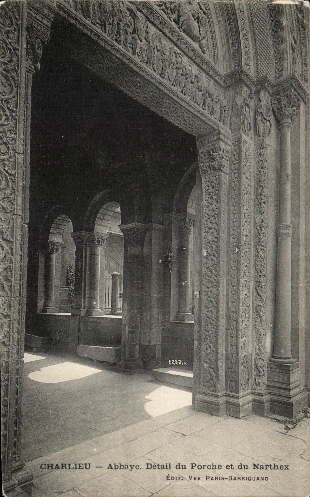 Charlieu — Abbaye. Détail du Porche et du Narthex — Édit. Vve Paris-Barriguand
