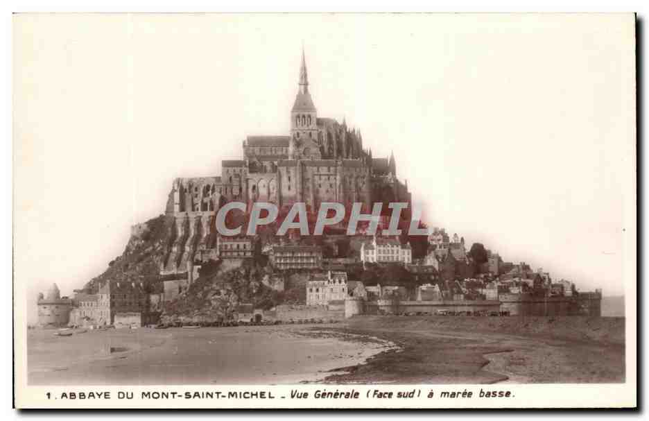 CPA Abbaye Du Mont Saint Michel Vue Generale A Maree Basse