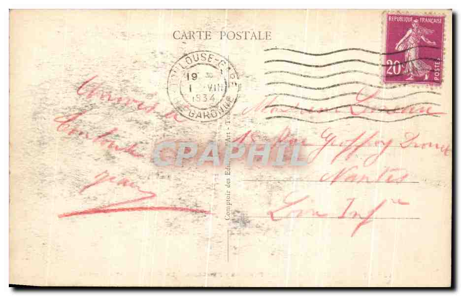 CPA Toulouse Jardin Des Plantles Fontaine La Garonne Et L'Ariege — Verso