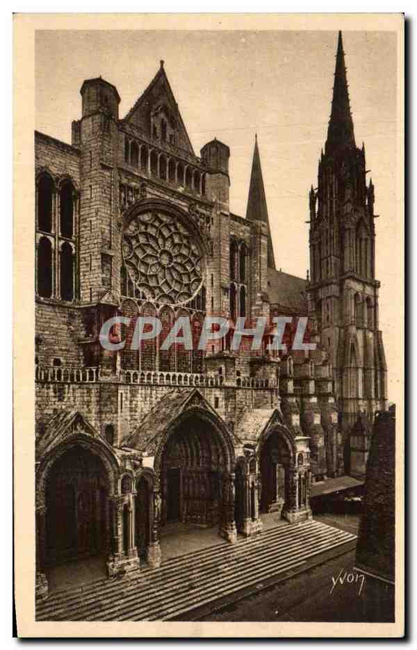 CPA Chartres le Portail Nord et la Fleche