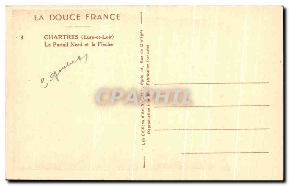 CPA Chartres le Portail Nord et la Fleche — Verso
