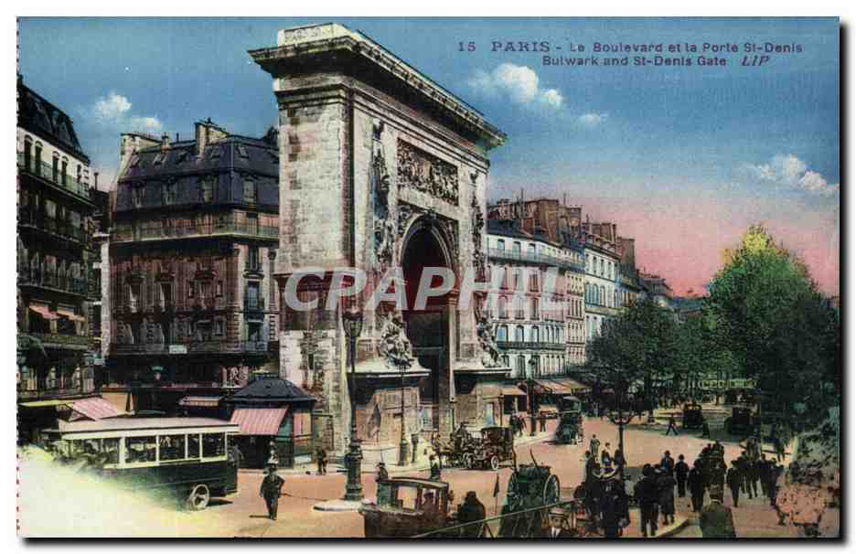 CPA Paris Le Boulevard et la Porte St Denis Butwark and St Denis Gate