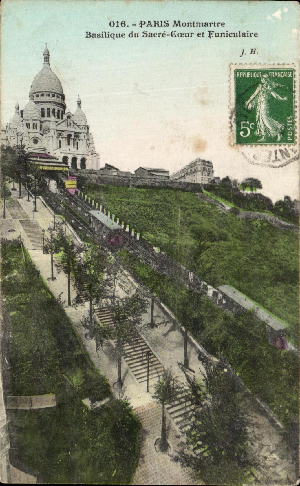 CPA Paris Montmartre Basilique du Sacre Coeur et Funiculaire