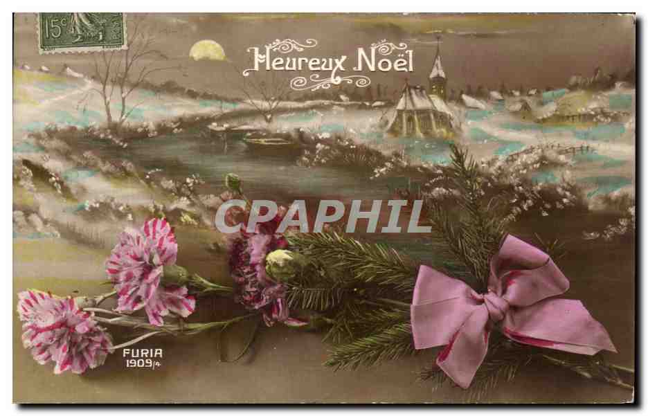 CPA Fantaisie Fleurs Heureux Noel