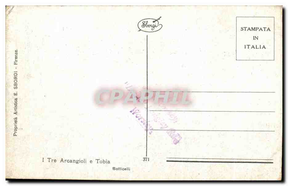 CPA Anges Boticelli — Verso