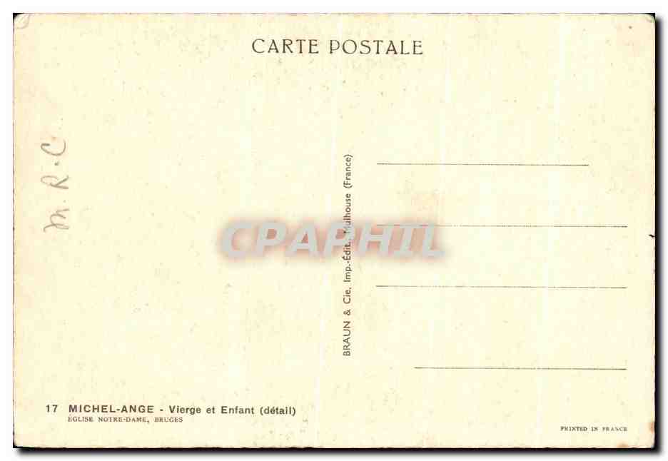 CPA Michel Ange Vierge Et enfant Eglise Notre Dame Bruges — Rückseite