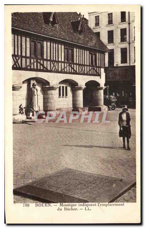 CPA Rouen Mosaique indiquant l 'emplacement du Bucher
