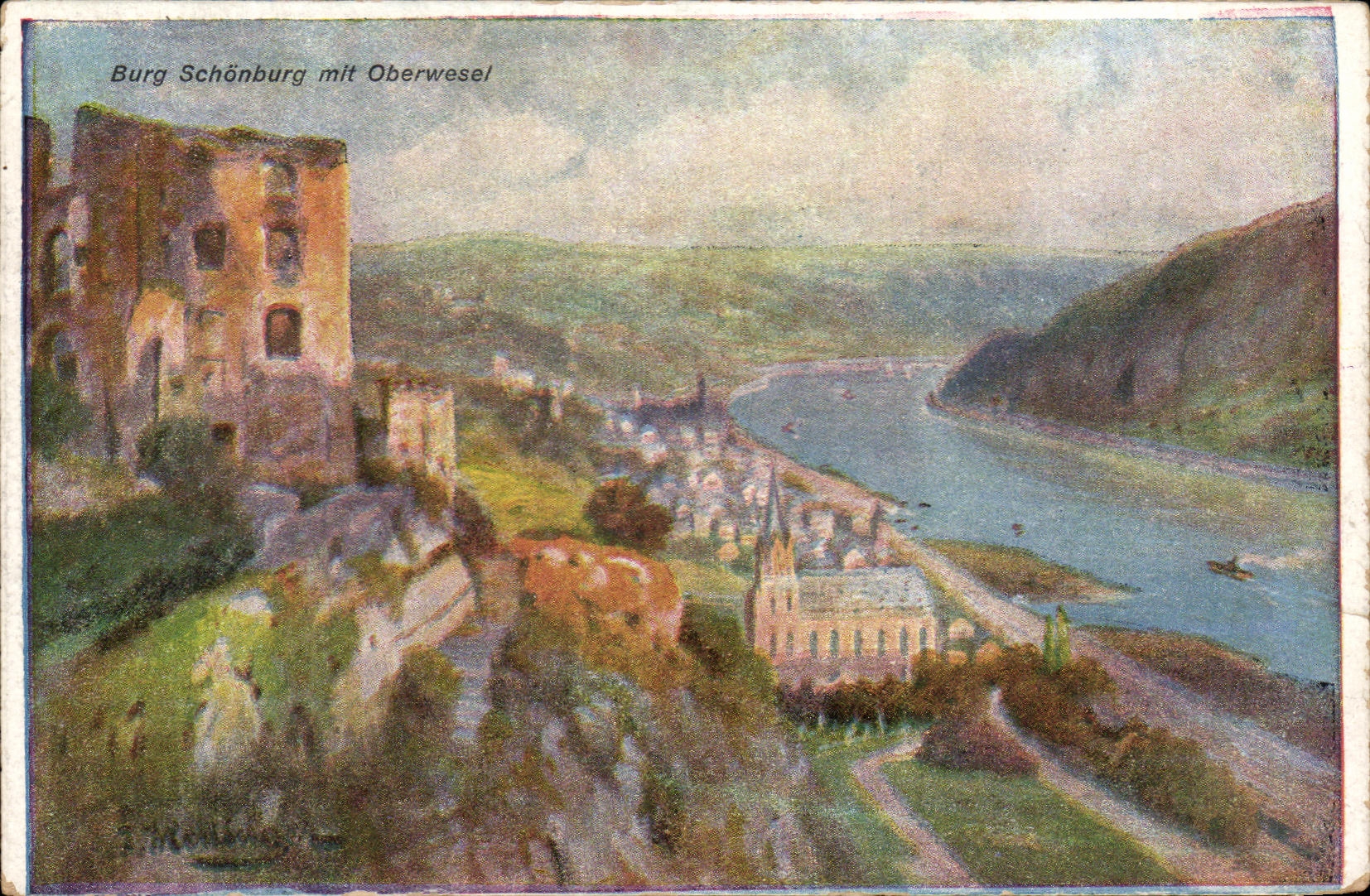 CPA Burg Schonburg mit Oberwesel