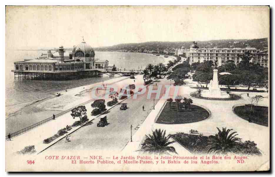 CPA Cote D'azur Nice Le Jardin Public La Jetee Promenade Et La Baie Des Anges