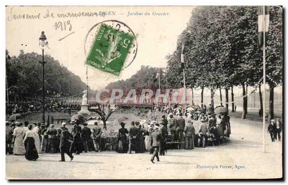 Agen — Jardin du Gravier — Phototypie Perret, Agen