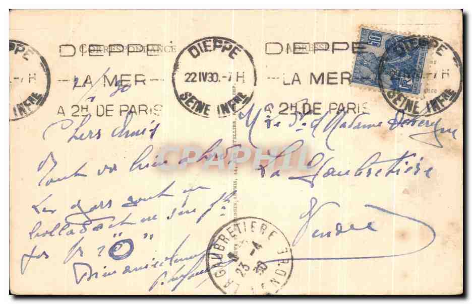 CPA Dieppe L'Entree du Port Arrivee du bateau de Newhaven — Rückseite