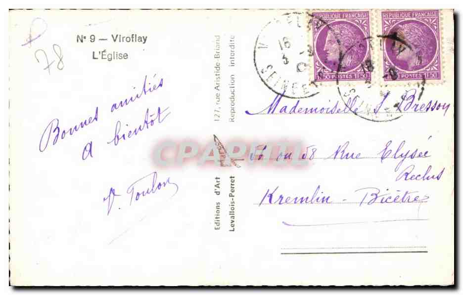 CPSM Viroflay LEglise — Back