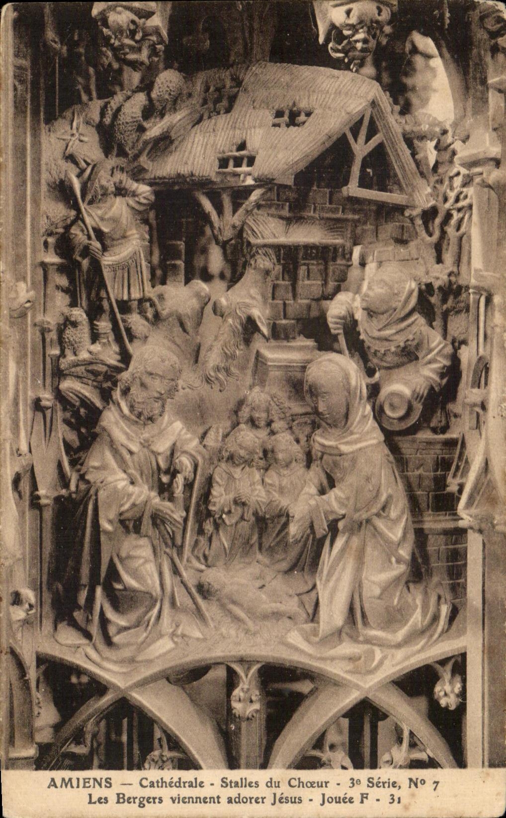 Amiens — Cathédrale — Stalles du Chœur — Les Bergers viennent adorer Jésus — 3e Série, N° 7