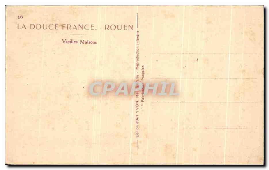 CPA La Douce France Rouen Vieilles Maisons — Verso