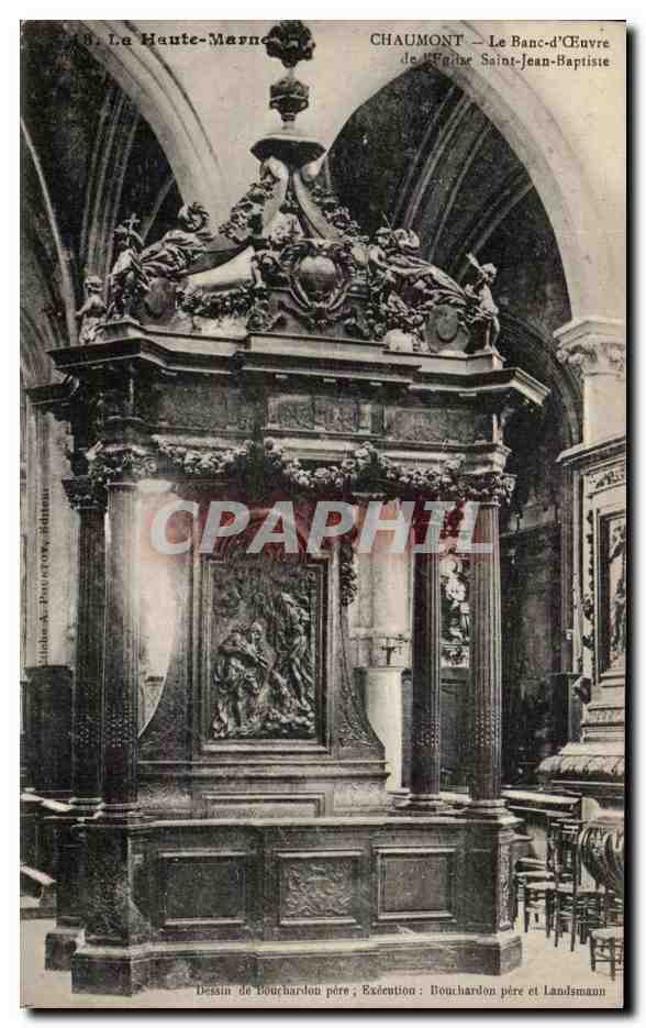 Chaumont — Le Banc-d'Œuvre de l'Église Saint-Jean-Baptiste — Dessin de Bouchardon père ; Exécution : Bouchardon père et Landsmann