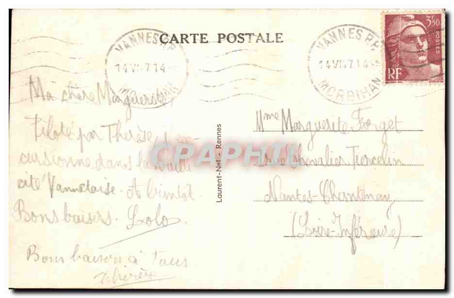 Vannes et sa Femme — Maison ayant appartenu à Gilles de Bretagne — Loïc, n° 0074 — Rückseite