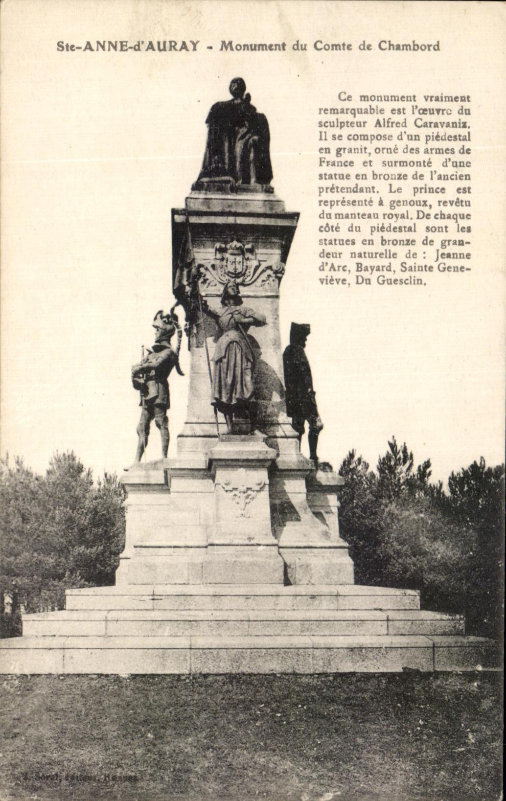 CPA Ste Anne Auray Monument du Comte de Chambord