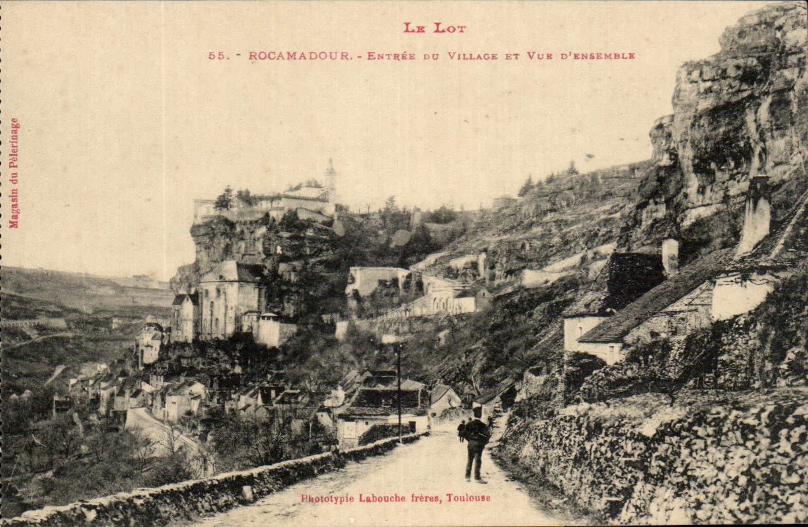 Rocamadour — Entrée du village et vue d'ensemble — Phototypie Labouche frères, Toulouse