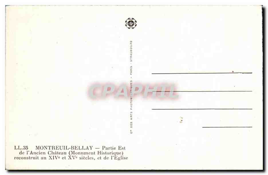 CPA Montreuil Bellay Partie Est de l'Ancien Chateau  — Rückseite