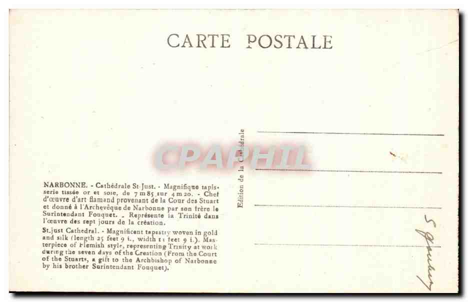 CPA Narbonne Cathedrale St just Magnifique Tapis Serie Tissde et sose — Reverso