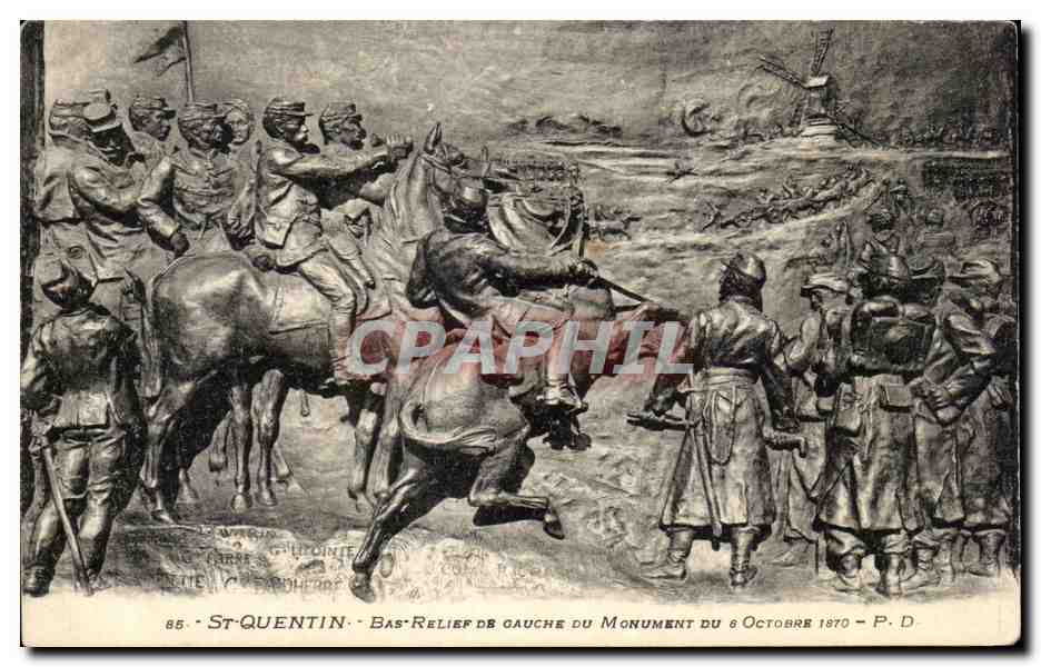 St-Quentin — Bas-relief de gauche du Monument du 6 Octobre 1870 — P. D.