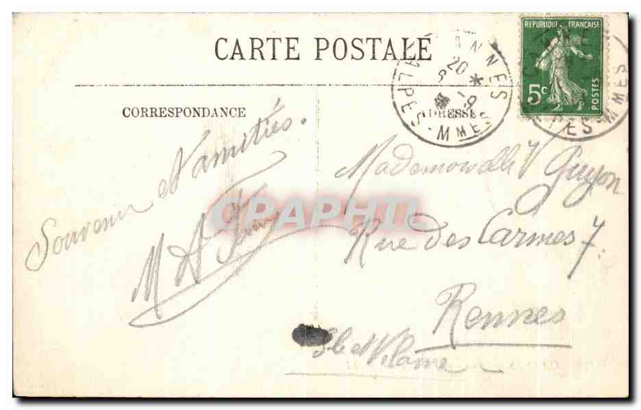 CPA Cannes Vue Sur La Californie — Rückseite