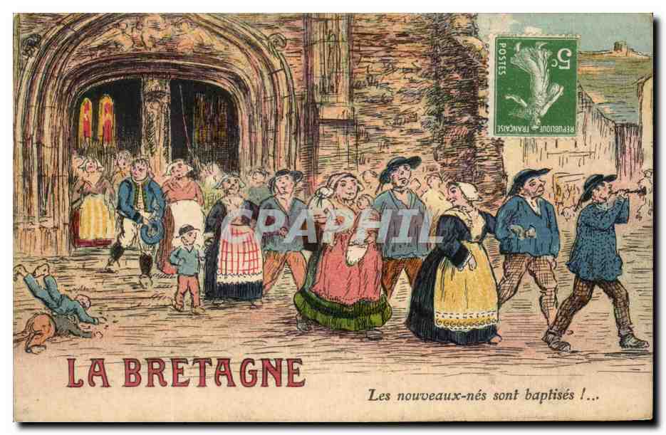 CPA La Bretagne Les Nouveaux nes Sont Baptises Illustrateur