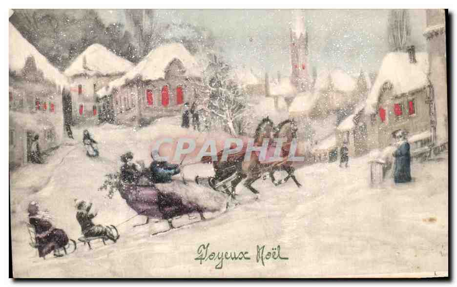 CPA Joyeux Hoel Caleche Chevaux Cheval Luge