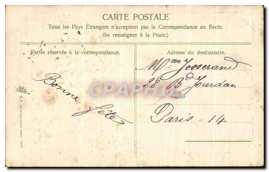 Jeannette — Jours de soleil à l'éclat radieux! — K.F. Éditeur Paris 1907 — Rückseite
