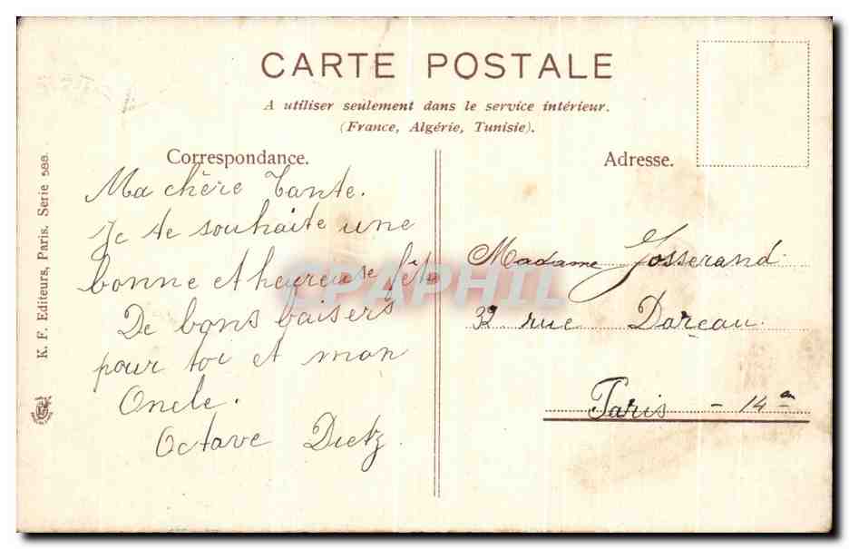 CPA Fantaisie Paysans Glaneurs — Verso
