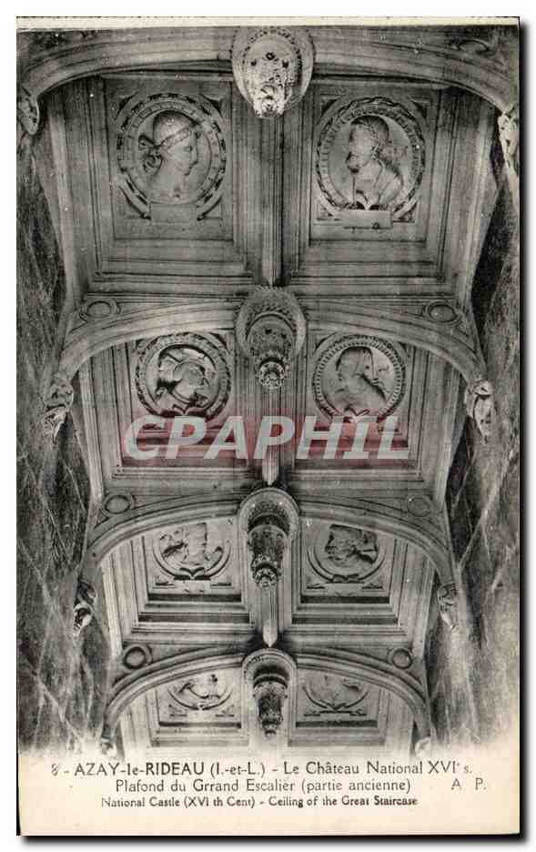 CPA Azay Le Rideau Le Chateau National Plafond Du Grand escalier