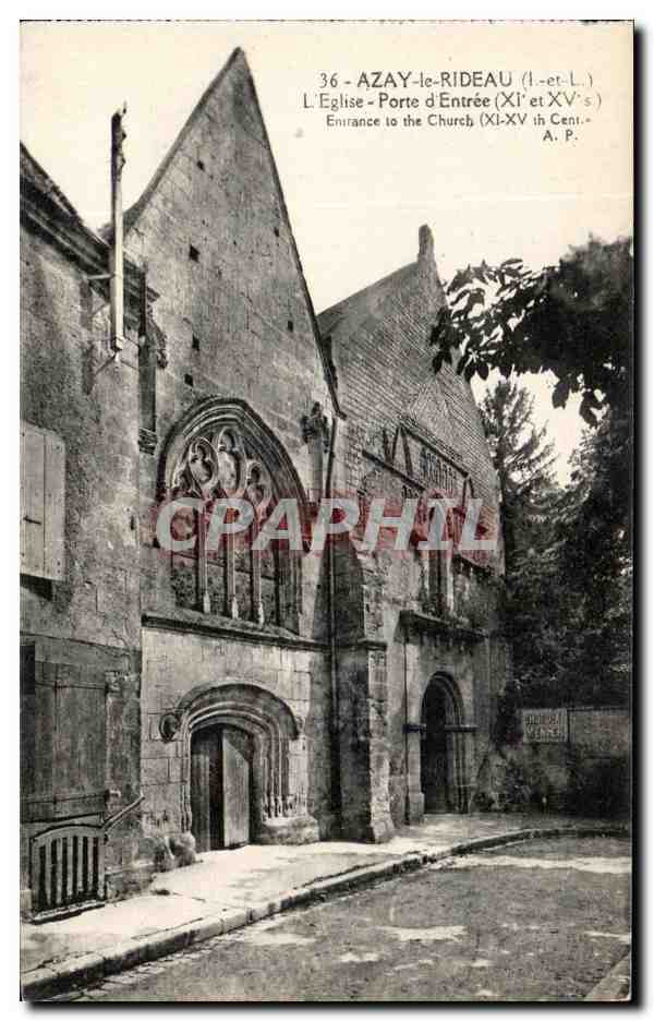 CPA Azay Le Rideau L'Eglise Porte d'Entree 