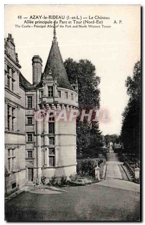 CPA Azay Le Rideau Le Chateau Allee Principale du Parc et Tour