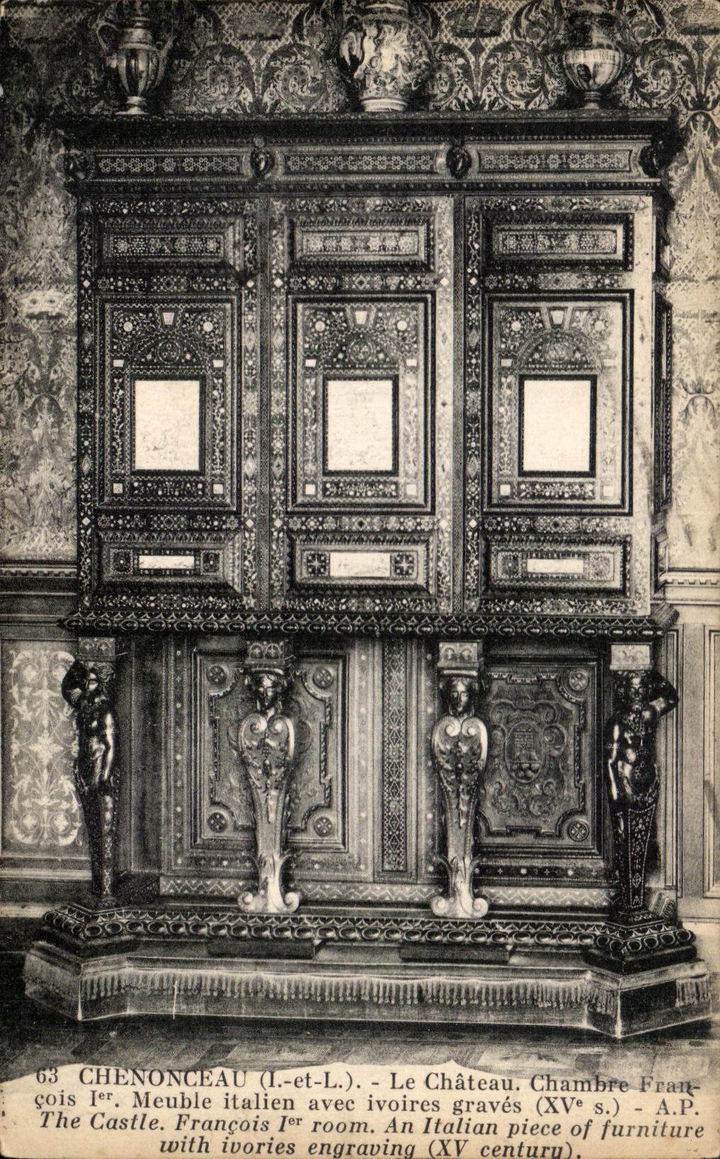 CPA Chenonceaux Le Chateau Chambre Francois 1er Meuble italien