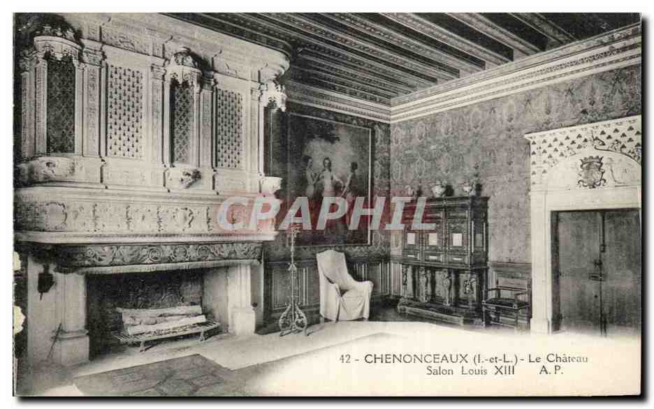 CPA Chenonceaux La Chateau Salon Louis XIII