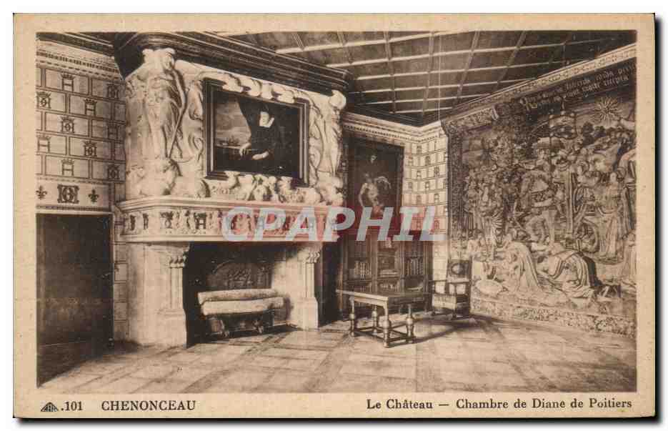 CPA Chenonceau Le chateau Chambre de Diane de Poitiers