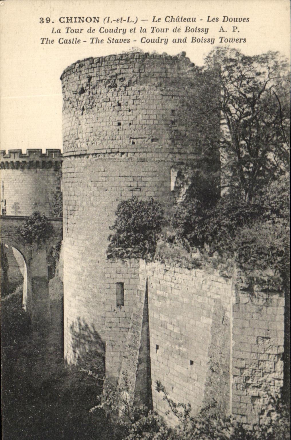 CPA Chinon Le Chateau Les Douves La Tour de Coudry et la Tour de Boissy