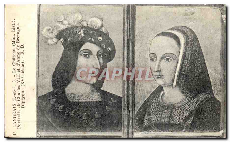 CPA Langeais Le Chateau Portraits de Charles VIII et d'Anne de Bretagne Diptyque 