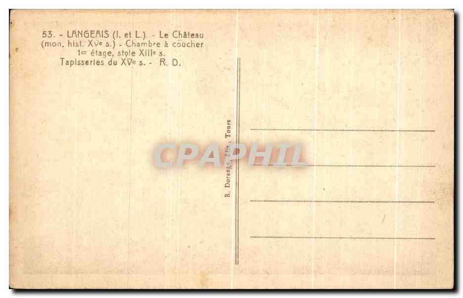CPA Langeais Le Chateau Chambre a Coucher Tapisseries — Rückseite