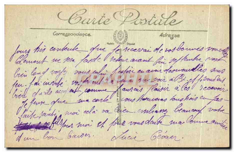 CPA Bordeaux Monument des Girondine et les Quinconces Girondins Memorail and ThE Quincunx — Verso